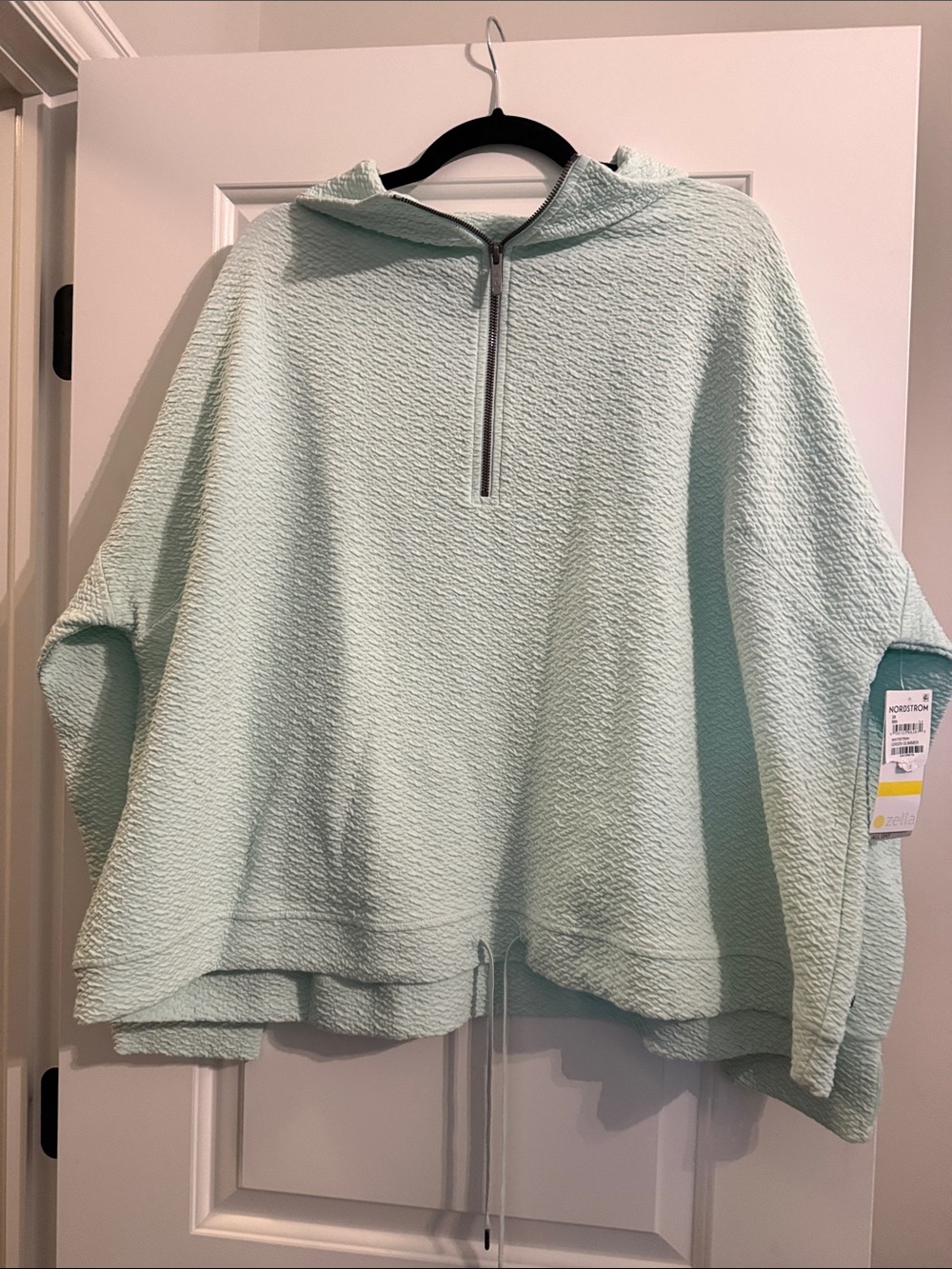 Zella Mint Quarter-Zip Hooded Sweater